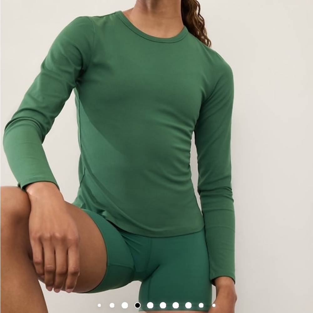 Athleta Signature Rib Crew Top - Trillium Green